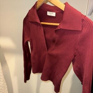 Babaton Deep Red Knit Top